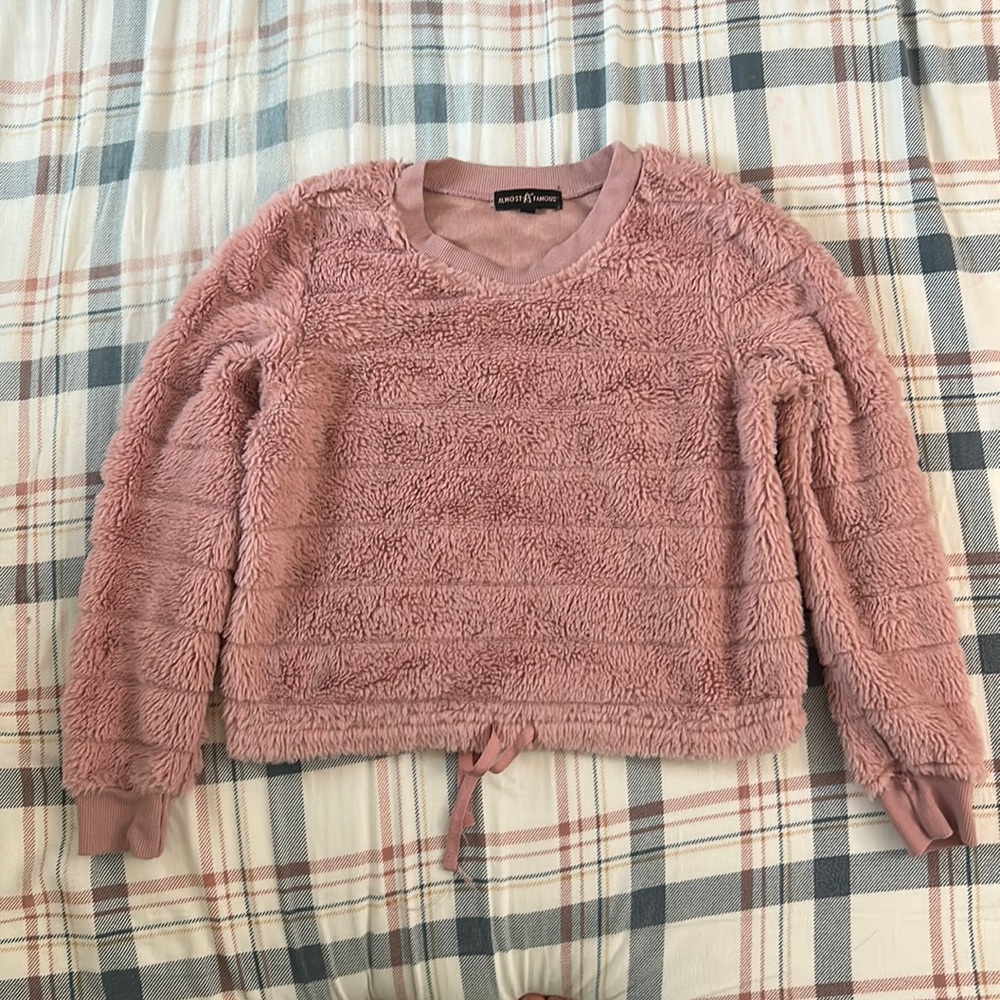 Pink fluffy long sleeve top